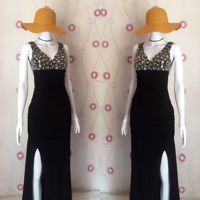premium gaun party / longdress part/ party dress / gaun pesta sexy dress / longdress slit / dress sw