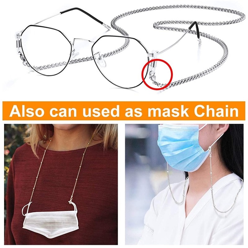 Magic789 Anti Lost Metal Eyeglasses Chain Mask Hanging Lanyard Holder for Women Men