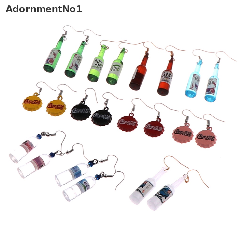 (AdornmentNo1) 1 Pasang Anting Kait Gantung Desain Botol Bir Handmade DIY Untuk Wanita