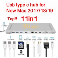 Usb Type C to multimedia kabel 4K LAN SD TF PD VGA Mini dp USB HUB STAND 11in1