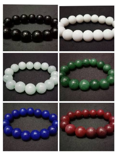 Gelang batu giok warna-warni UK 12 mm