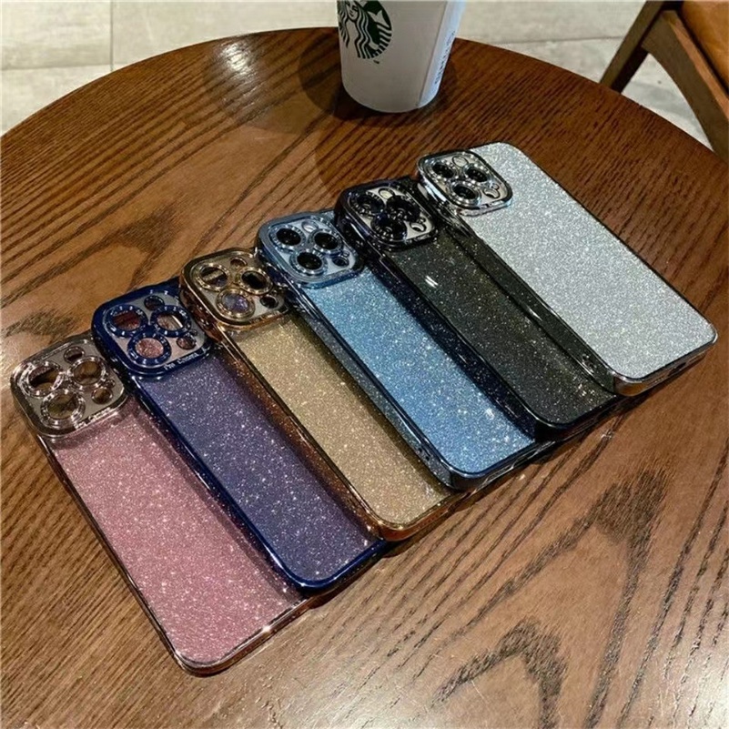 Soft Case Silikon TPU Transparan Electroplating Glitter Cover iPhone 13 12 11 Pro Max X Xr Xs Max 7 8 Plus