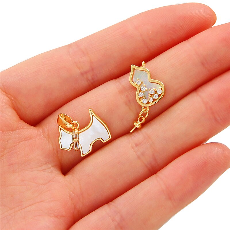 1pc 18K Gold Plated Charms for Jewelry Making Copper Gourd Sheep Eye Pendant Design Diy Charms for Earrings Bracelet Necklace