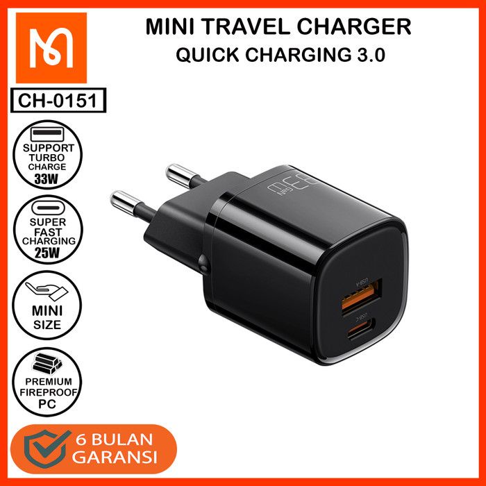 MCDODO Adapter Dual Type C &amp; USB PD 33W GAN - CH-0150 / CH-0151 - Garansi Resmi 6 Bulan