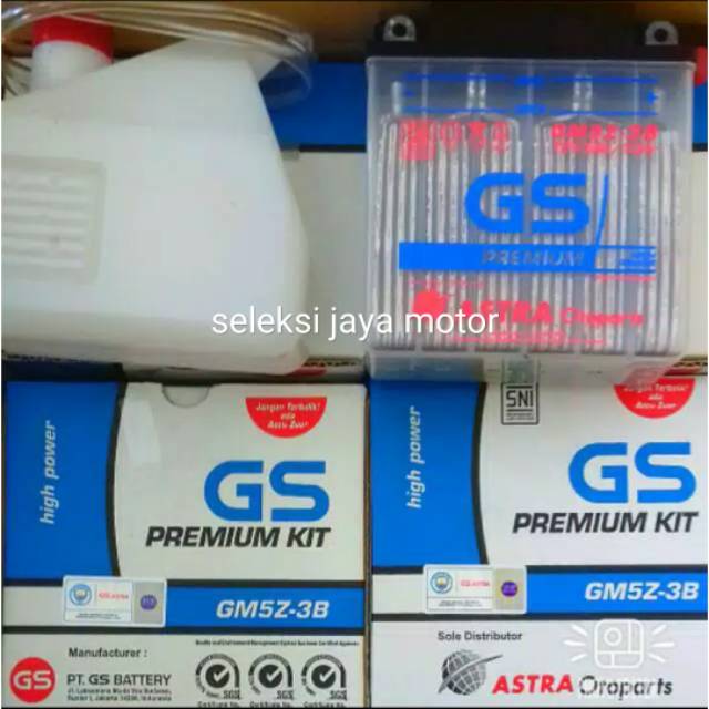 Aki basah gs astra gm5z-3b-kit untuk semua motor mio carbu.supra.fit.grand.smas.vega dll