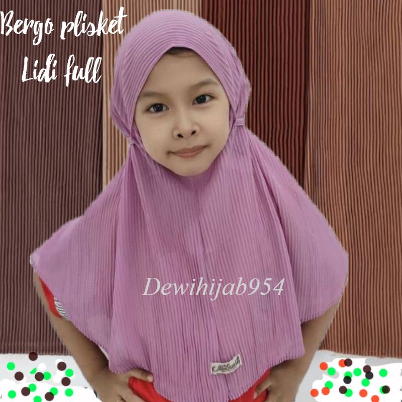 Bergo Plisket Anak 3-10th Bergo Maryam Plisket Anak Kerudung Instan Anak Plisket