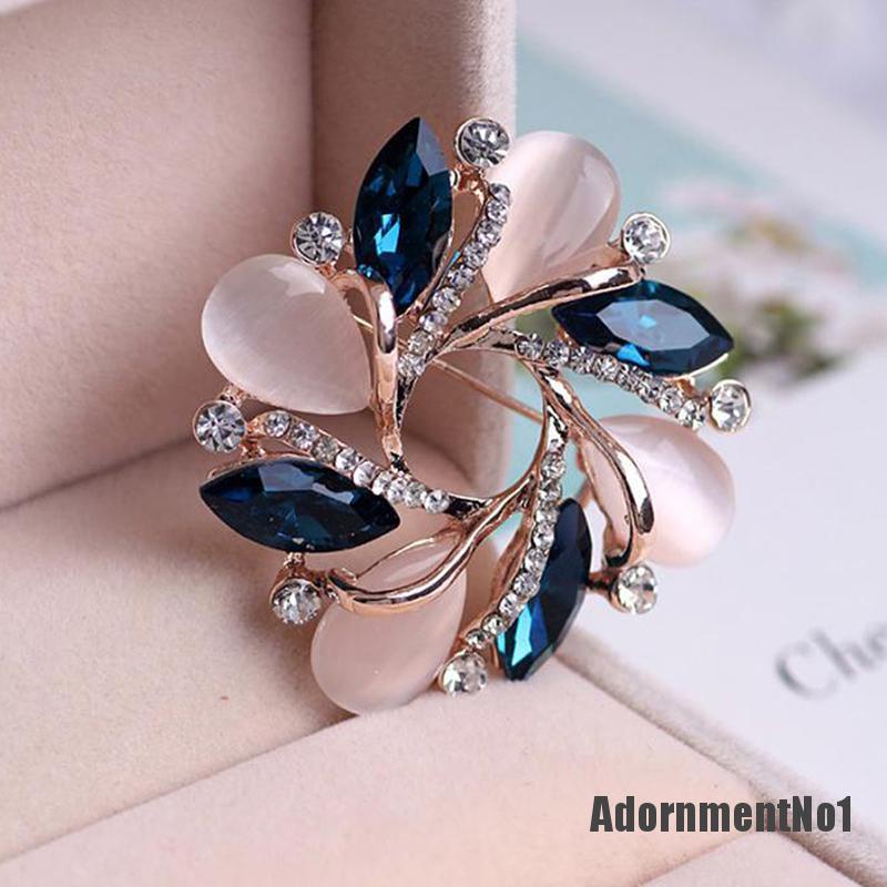 (Adornmentno1) 1pc Bros Pin Bentuk Bunga Bauhinia Aksen Kristal Untuk Aksesoris Dress Wanita