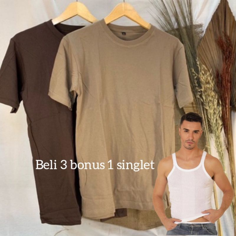 Kaos polos cotton combed 30's || Coklat tua & Coklat susu