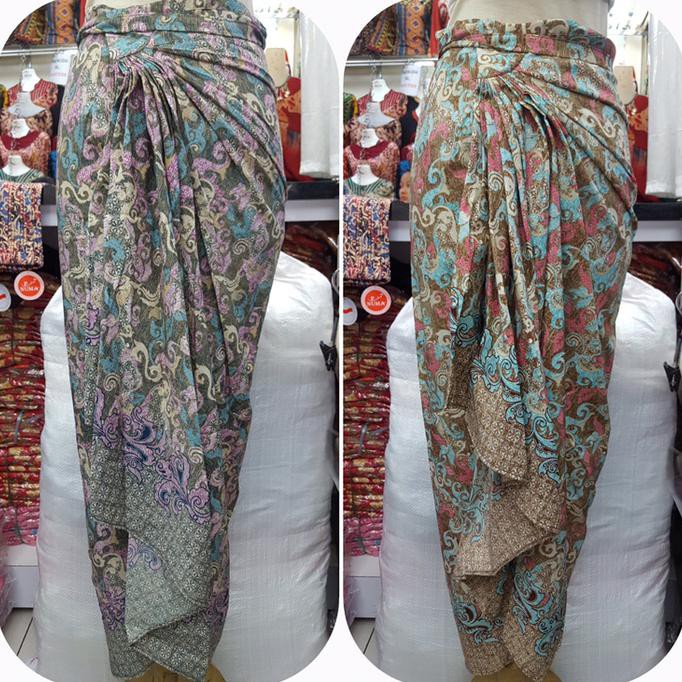 rok kain batik lilit model rempel moderen - Hijau Tua