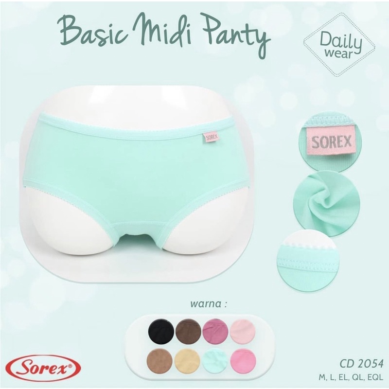 CD | Celana Dalam wanita Basic Midi SOREX 2054 Bahan Katun Satuan/Grosir