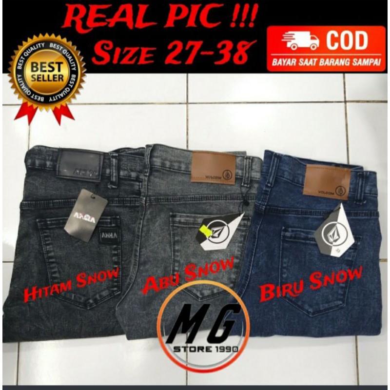 CELANA JEANS SOFT PRIA DENIM STREET PENSIL MURAH SNOW