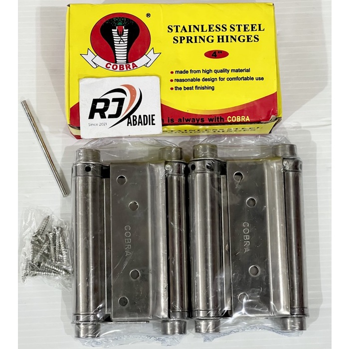 Engsel Per Pir Pintu Dua Arah Koboi Stainless Cobra 4 Inch [1set]