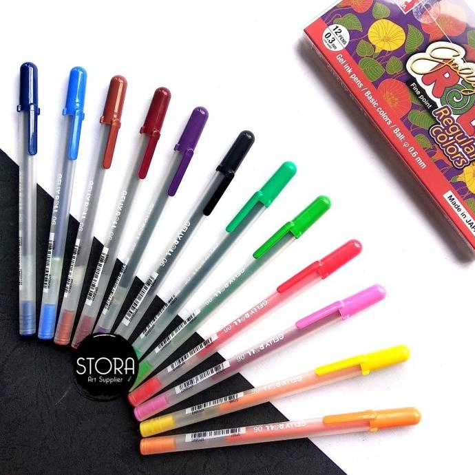 

(BISA COD) Sakura Gelly Roll Pen Fine Point Classic Regular Colors Set 12 Colour TERMURAH Kode 551