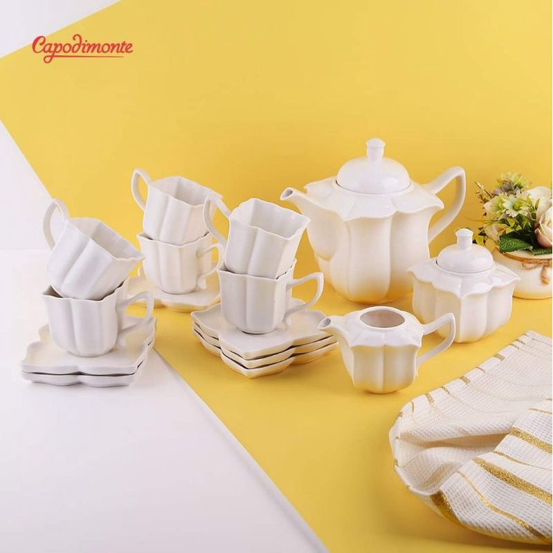 Tea Set Keramik Polos Capodimonte isi 15 pcs (CP HH001)