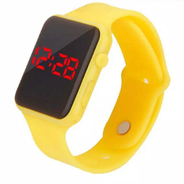 JAM LED MURAH JAM DIGITAL LED JAM SPORTY JAM COUPLE JAM PRIA WANITA JAM GELANG SILIKON BANJARMASIN-Kuning