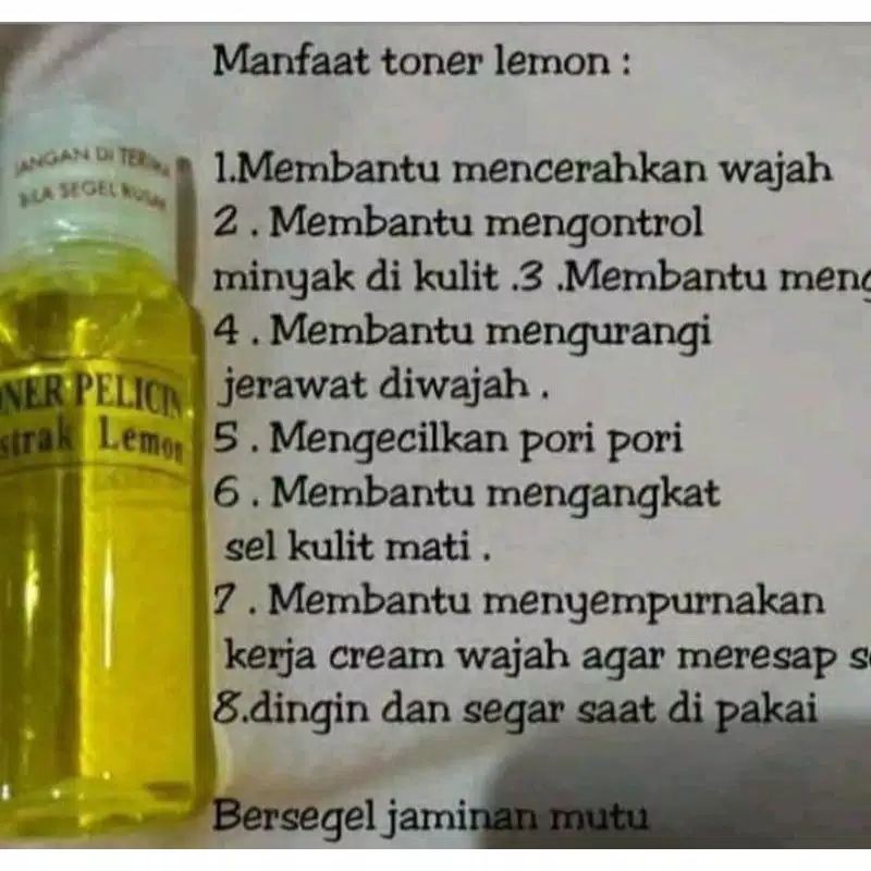 Toner Pelicin wajah &amp; Pengglowing Wajah 100% Ori