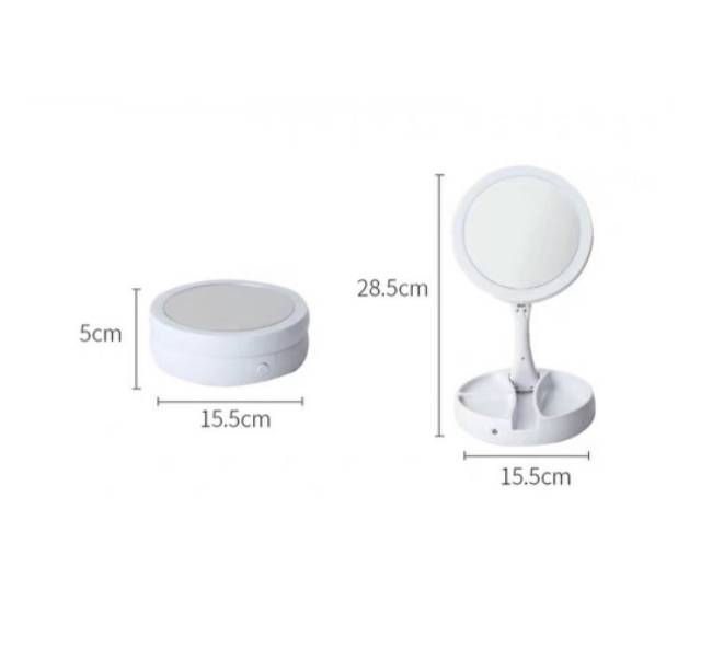 Clara Mirror / Cermin Unik Lampu LED &amp; Zoom / Kaca Lipat Portable