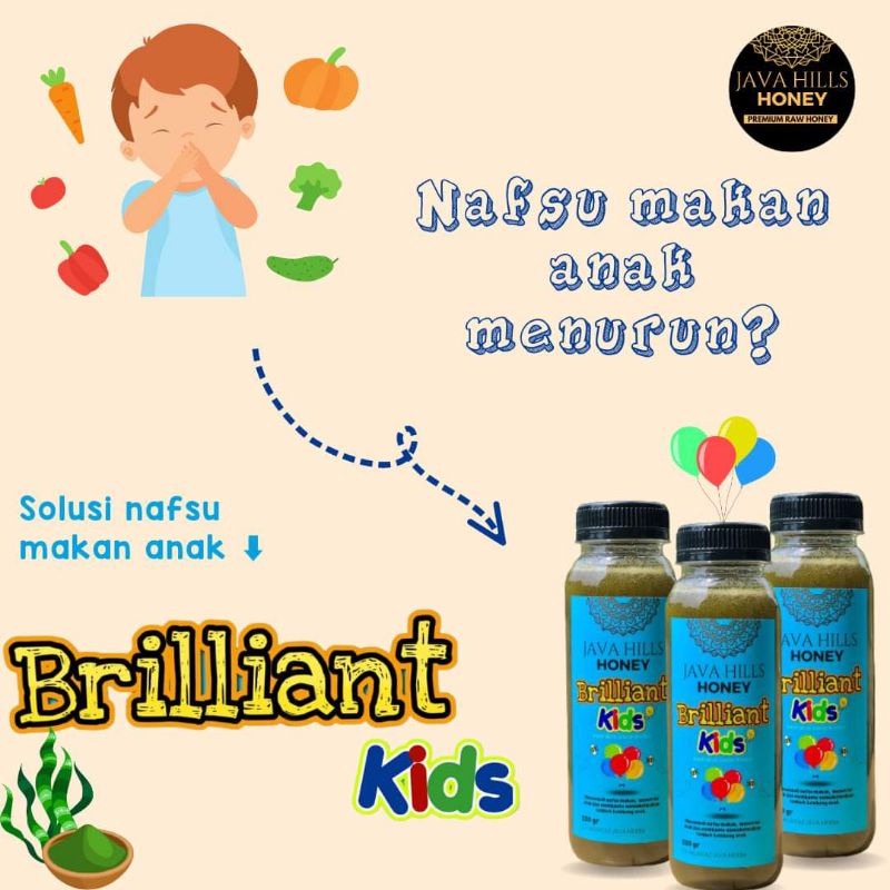 GRATIS SENDOK KAYU / MADU BRILIANT KIDS JAVAHILLS / JAVAHILLS HONEY MADU ANAK CERDAS / MENINGKATKAN NAFSU MAKAN / MADU PINTAR / MADU ANAK