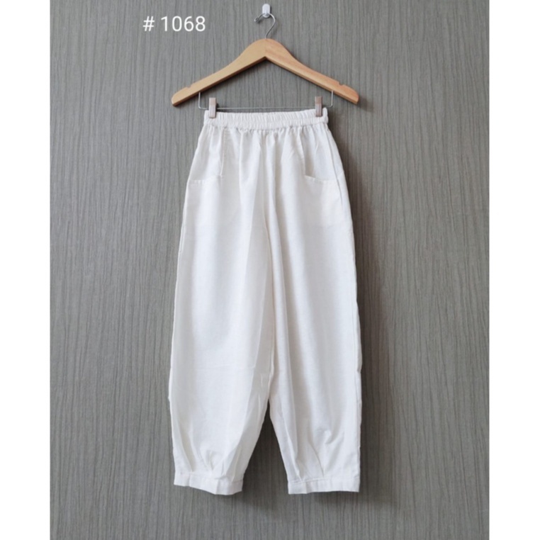 CoD- Hinata Pants- Celana Santai 7/9- Celana Kulot Wanita- Celana Baggy Rami Premium- Celana Panjang-broken white