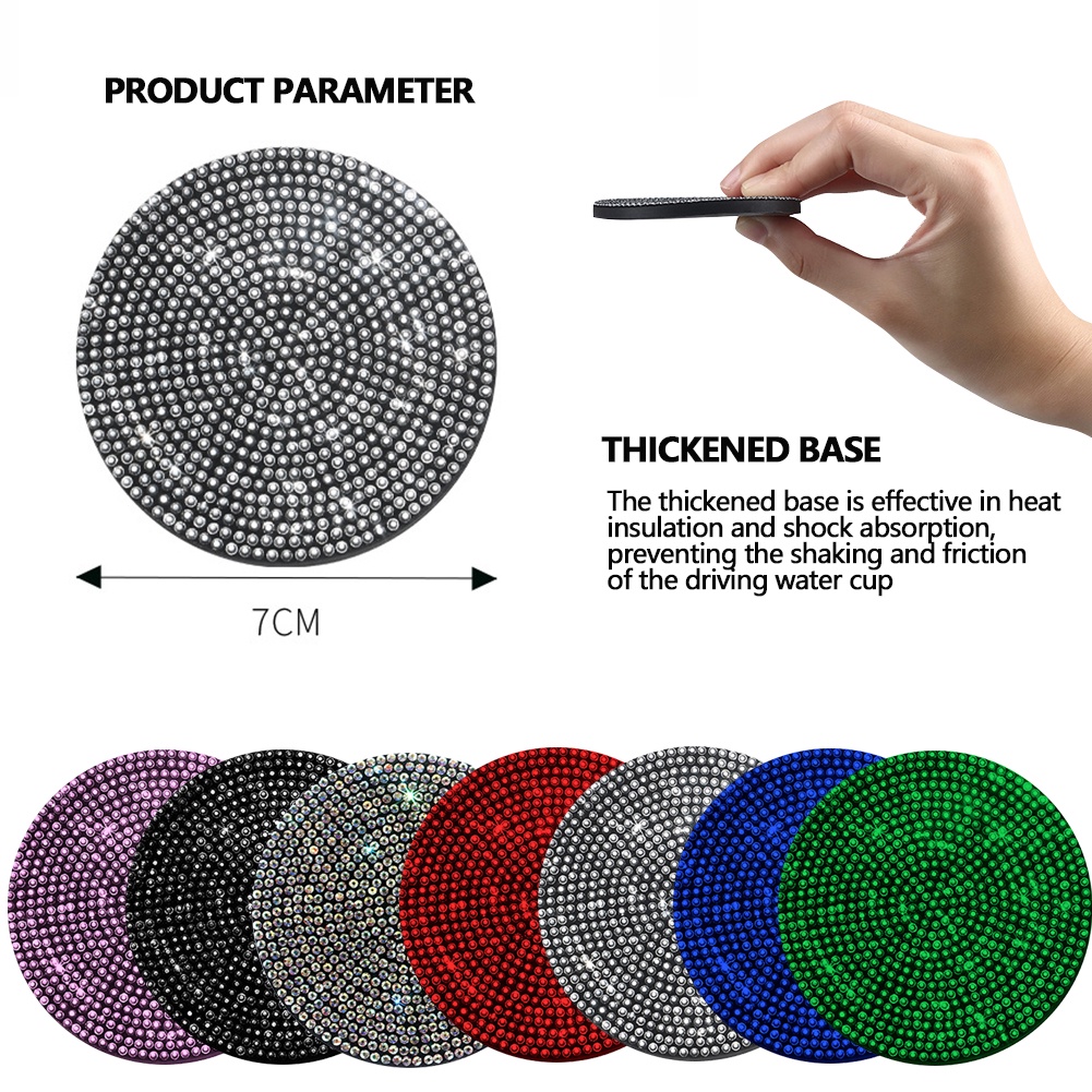 Diamond car coaster Cangkir Air non-slip slot mat silica gel pad cup holder mat car gadget bling Aksesoris Mobil Untuk Wanita
