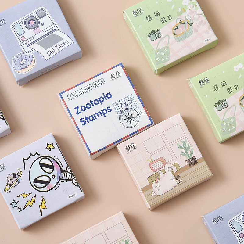 

45pcs Stiker Aesthetic Lucu Etori Life Kotak Murah Dekorasi Bujo Jornal Scrapbook DIY