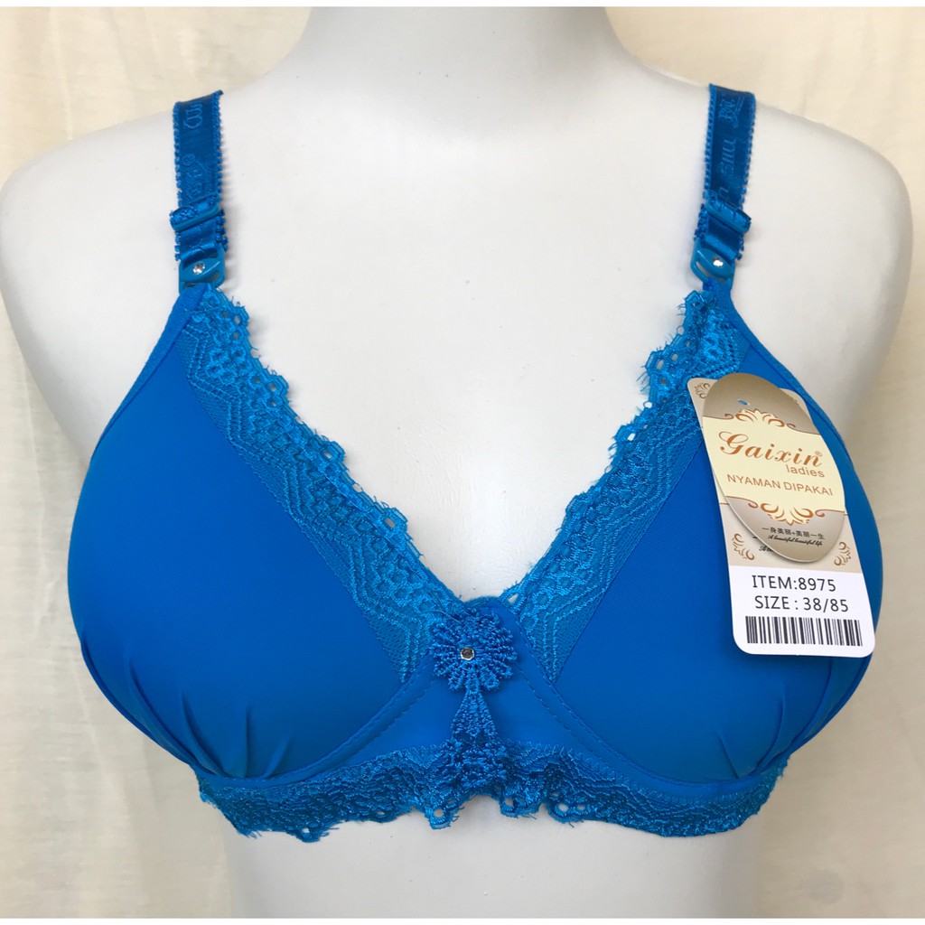 BAYIe - BH / Bra Wanita Bahan Katun Spandek MODEL Renda GAIXIN 8975 Busa Sedang Tanpa Kawat Kaitan 3