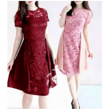 Gaun Pesta Mewah kondangan nikahan Lebaran mewah Brukat brokat Wisuda Remaja muslimah reo