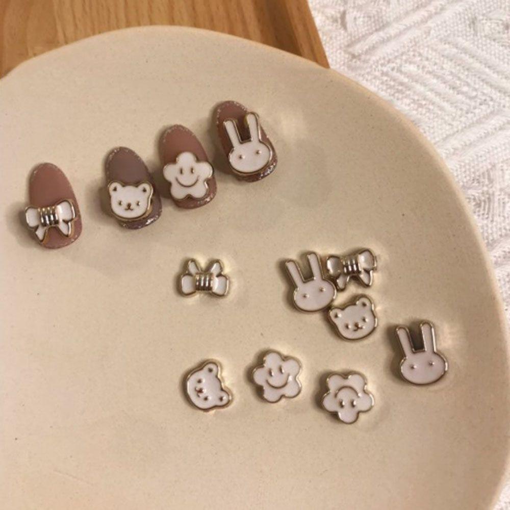 Augustina Nail Art Alloy Perhiasan Gaya Korea Kelinci Beruang Smiley Bunga DIY Alat Nail Art