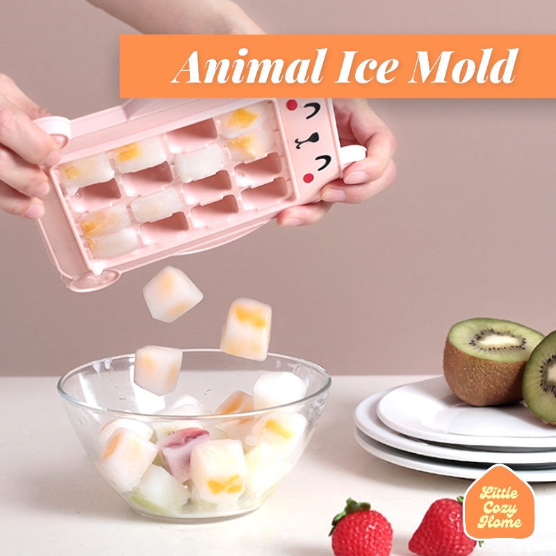 ANIMAL ICE MOLD / Cetakan Es Batu Plastik / Ice Cube Maker 16 Grid / Ice Cube Mold Lucu Motif Binatang