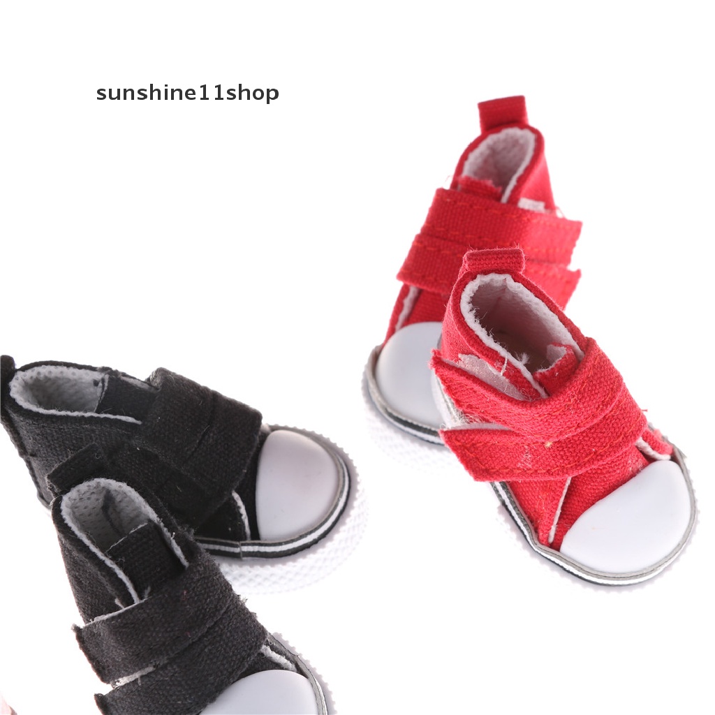 Sho Mainan Sepatu Sneakers Kanvas Mini 5cm Untuk Aksesoris Boneka Bjd 1 / 6