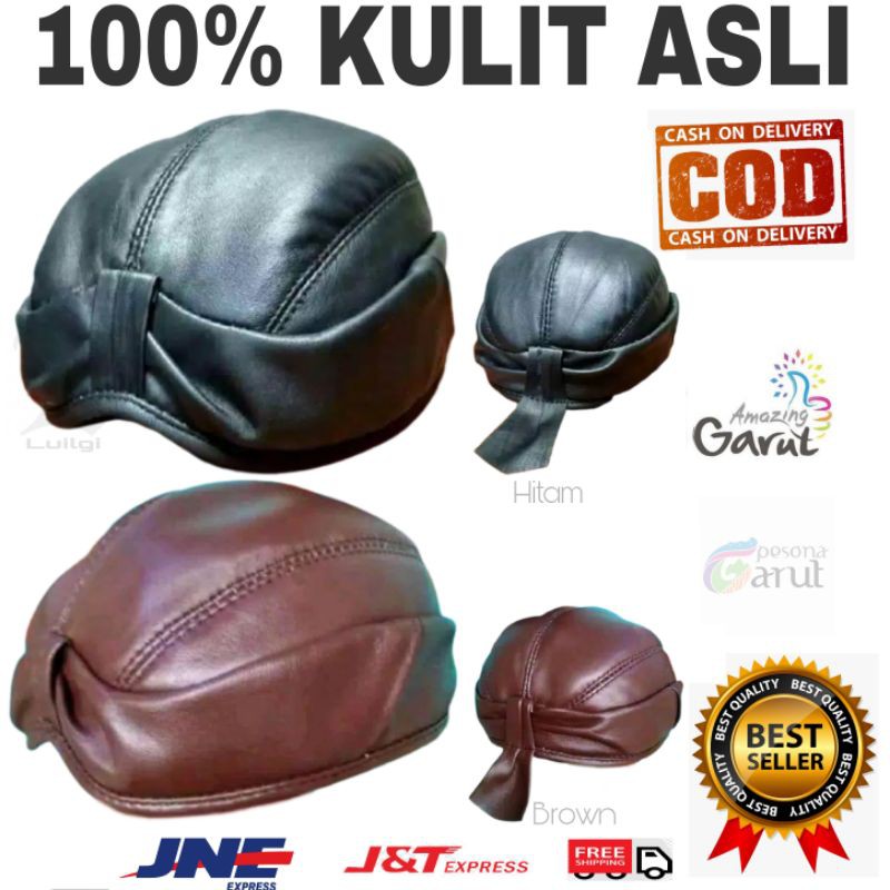 Topi Blankon Kulit Asli Kulit Asli Original Leather Garut
