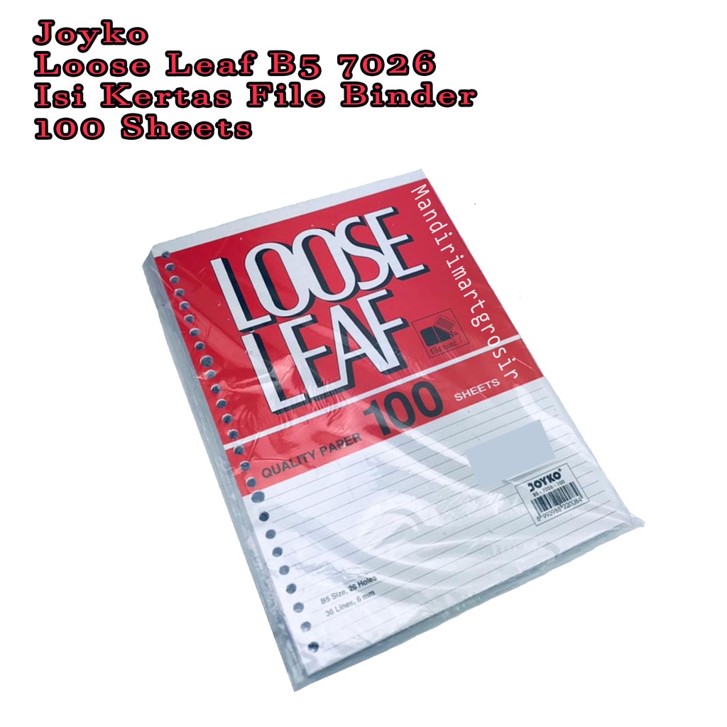 Loose Leaf B5 7026 *Joyko * Isi Kertas File Binder * 100 Sheets