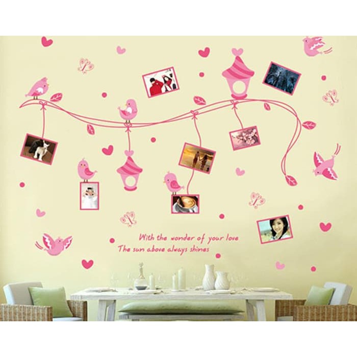 Jual WALL STIKER 60x90 XL8250 PINK BIRD FRAME  WALSTIKER WALLSTICKER Diskon