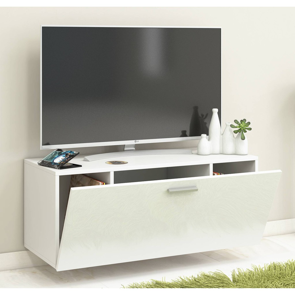 Kabinet TV Dinding Hitam Pintu Single Minimalis
