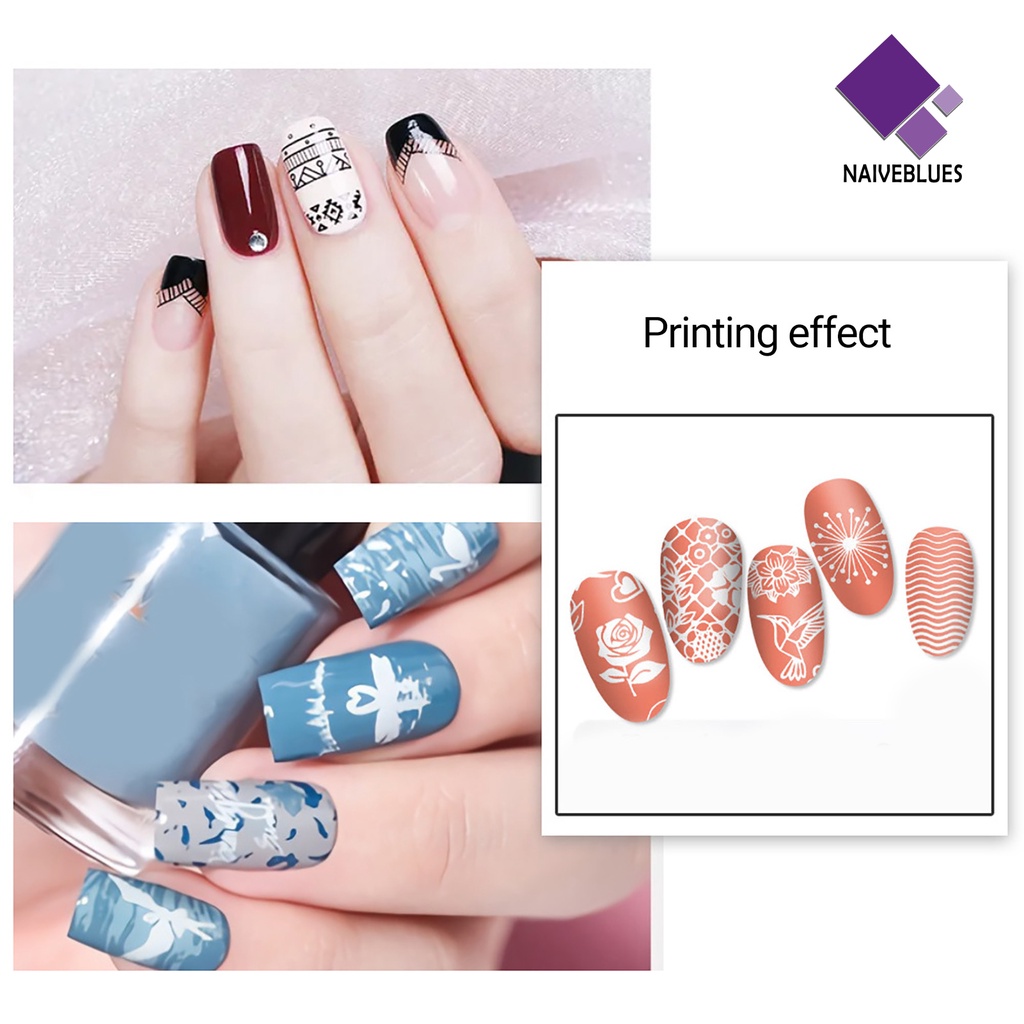 Naiveblue Set Stamper + Scraper Kuku Bahan Silikon Transparan Mudah Digunakan Untuk Nail Art