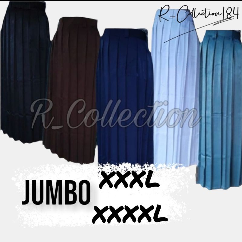 SUPER JUMBO XXXL/4L dan XXXXL/5L ROK REMPEL Sekolah Kerja Hitam Putih Abu SMA Coklat Pramuka Biru SMP Merah SD Hijau MI MDA