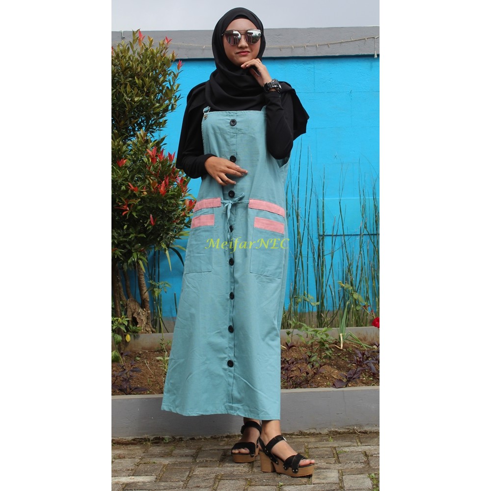 SLIP DRESS - DRESS OVERALL NAMIRASKIRT Katun Premium Warna Biru Wardah