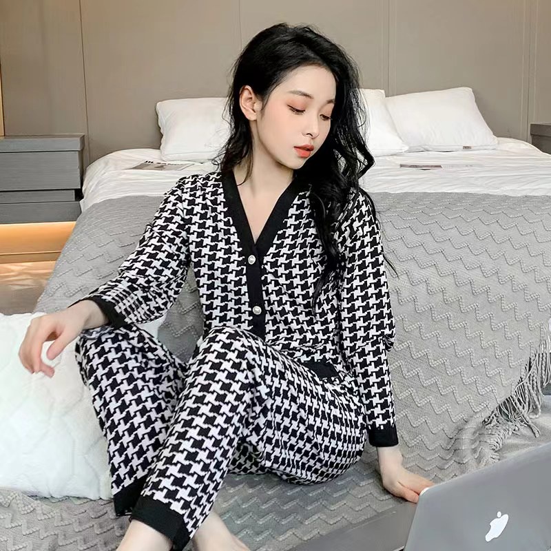 piyama gaya Korea baru/baju lengan panjang + celana setelan homewear