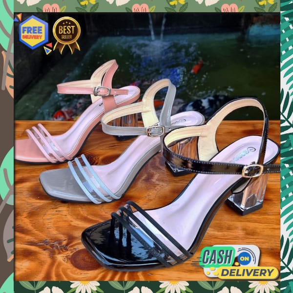 Sandal High Heeels Hels Hils Gladiator Tinggi Hak 11Cm Hitam Bahan Halus Model Tali Sendal Fashion W