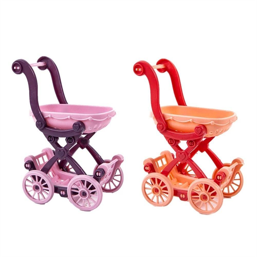 Quinton Furniture Rumah Boneka Mini Miniatur Furniture Aksesoris Penyimpanan Mainan Keranjang Belanja Desktop Decor Supermarket Handcart Trolley