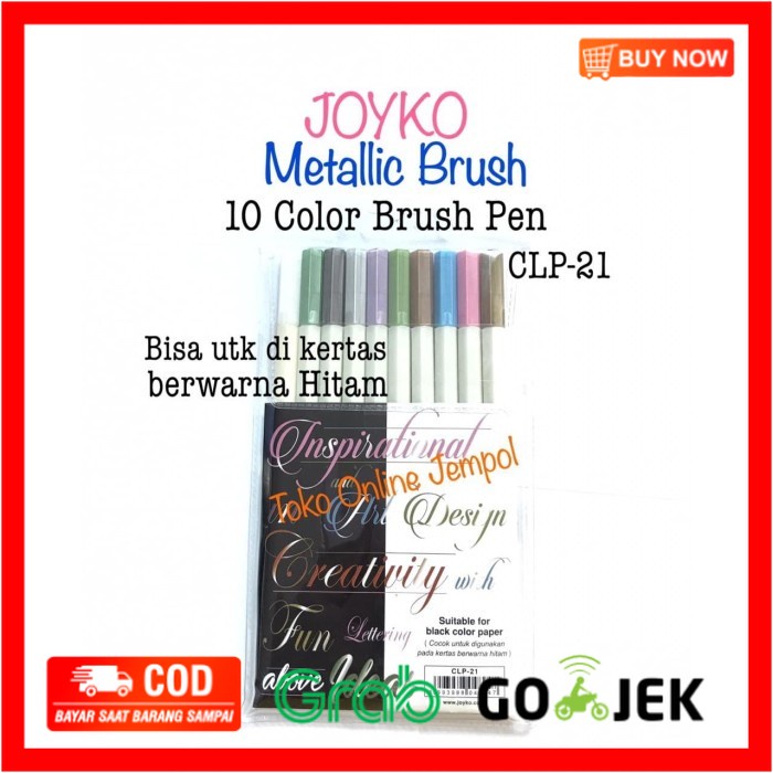

(BISA COD) 10 Metalic Color Brush Pen Joyko CLP-21 Metalik CLP21 Warna ATK1038JY