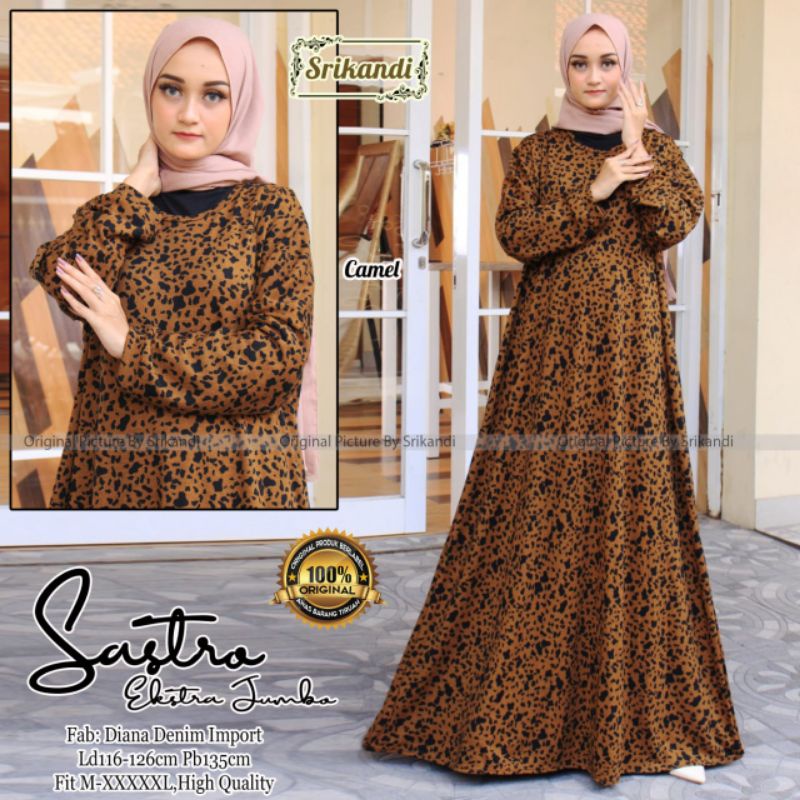 Sastro Ekstra Jumbo Fashion Muslim Gamis Casual Dress Syantik Fab Diana Denim Import High Quality
