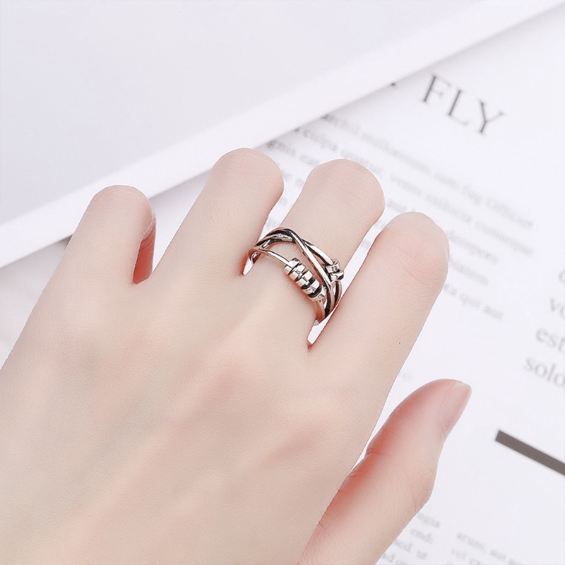 Cincin Jari Dapat Disesuaikan Dengan Manik-Manik Spiral Anti Stress Untuk Pria Dan Wanita