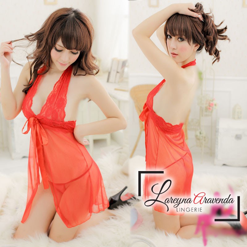 Set Lingerie Sexy + G String Transparant Model Lace Pita Besar LG045