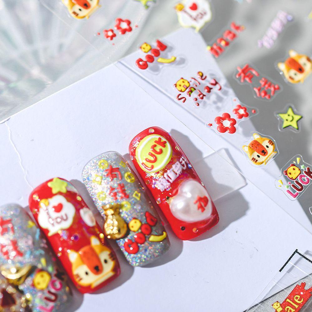 Mxbeauty Stiker Kuku Motif Kartun Hewan Fortuna / Macan Tutul / Bintang 5D Untuk Dekorasi Nail Art DIY