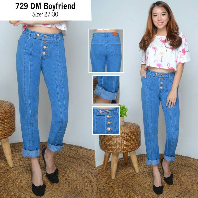 Celana Boyfriend Wanita Kancing 5/Boyfriend Pants/Celana Jeans Wanita Celana Kancing 5/Celana Kulot