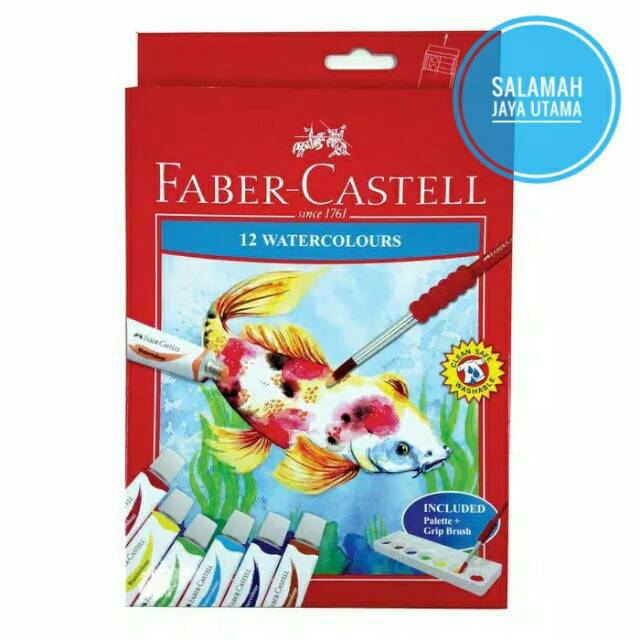 Watercolours 12 Warna Cat  Air  12 Warna Faber Castell FREE 