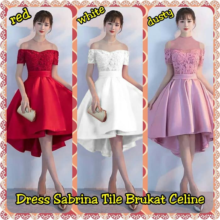 Dress sabrina tile brukat celineFashion Wanita murah Dress perempuan murah Midi Dress cewek murah