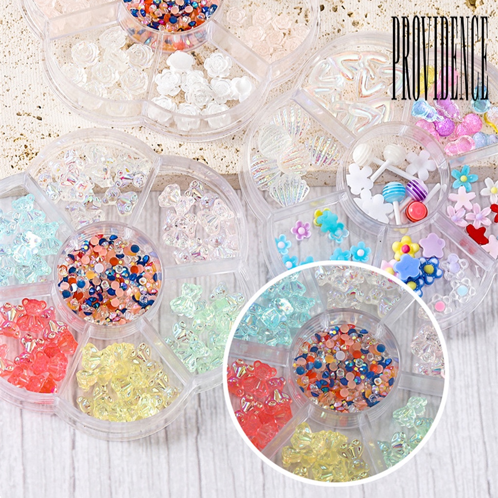 1 Kotak Ornamen 3D Bentuk Kartun Beruang Ikatan Simpul Bahan Resin Untuk Nail Art