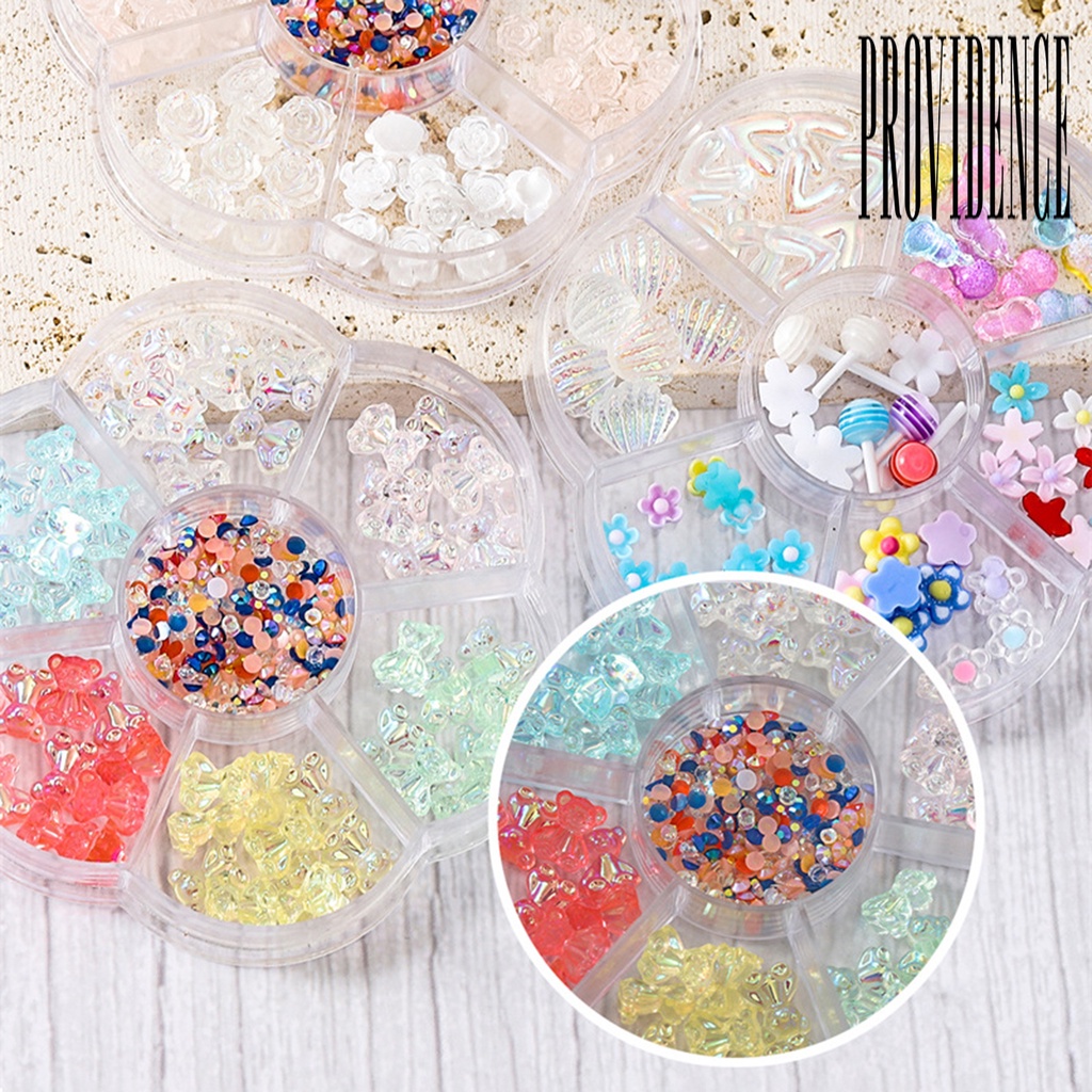 1 Kotak Ornamen 3D Bentuk Kartun Beruang Ikatan Simpul Bahan Resin Untuk Nail Art